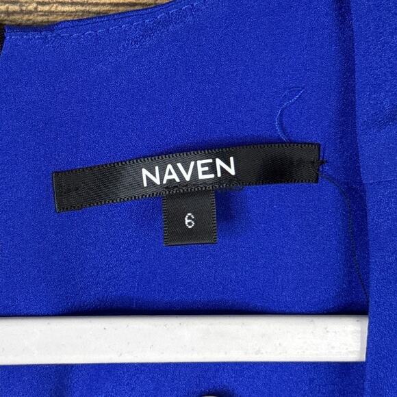 Naven Arthur Cut Out Sleeveless Cap Sleeve Zipper Back Blouse Blue Size 6 - Picture 8 of 10